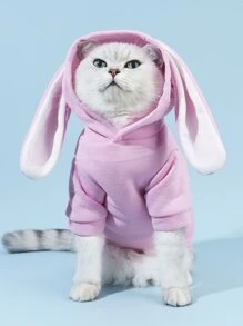 PETSIN 兔耳朵設計寵物連帽衫 - 粉色 - 查看 1