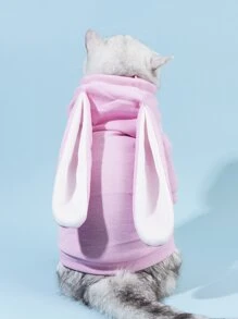 PETSIN 兔耳朵設計寵物連帽衫 - 粉色 - 查看 2