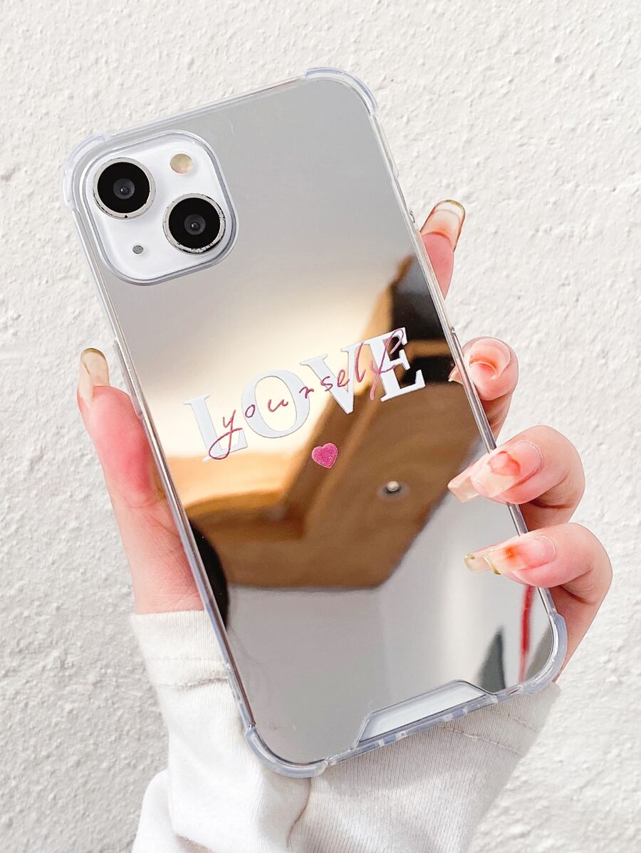 LOVE Shockproof Mirror PC Case Compatible With IPhone 16/16 Pro/16 Plus/16 Pro Max/15/14/13/12/11/IPhone 17/17 Pro/17 AIR/17 Pro Max/16E - Silver - View 1