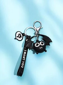 Bat Charm Keychain - Black - View 1