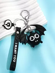 Bat Charm Keychain - Black - View 2