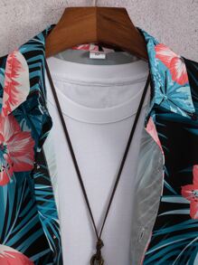 Manfinity RSRT Cămașă cu imprimeu tropical și flamingo pentru bărbați, fără tricou
