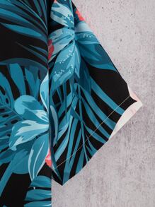 Manfinity RSRT Cămașă cu imprimeu tropical și flamingo pentru bărbați, fără tricou
