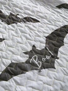 Halloween Bat Print Bedspread Set Without Filler - Multicolor - View 8
