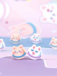 GeekShare 4pcs Cat Design Button Cover Compatible With Nintendo Switch/Oled/Lite - Multicolor - View 3