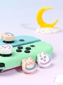GeekShare 4pcs Cat Design Button Cover Compatible With Nintendo Switch/Oled/Lite - Multicolor - View 2