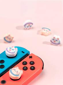 GeekShare 4pcs Cat Design Button Cover Compatible With Nintendo Switch/Oled/Lite - Multicolor - View 6