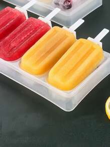 4冰冰棒模具套裝冰淇淋模具冰棒冰淇淋模具冰塊托盤DIY冰淇淋可重複使用帶棍子和蓋廚房用具 - 無色 - 查看 1