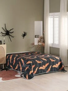 Halloween Bat Print Bedspread - Multicolor - View 6