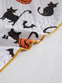 Halloween Pumpkin Print Bedspread Set Without Filler - Multicolor - View 5