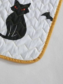 Halloween Pumpkin & Cat Print Bedspread - Multicolor - View 2