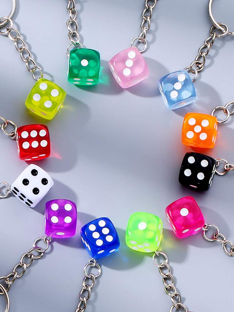 12 pièces Porte-clés de dés colorés pour hommes, pendentif de dés de couleurs bonbon créatives pour sac, pour père et mère, accessoires de voiture décontractés, breloque de sac à dos pour l'école, idées de cadeaux de Noël, accessoires de sac, cordons avec porte-carte d'identité, accessoires de voiture, charmes de sac, accessoires de voiture, cadeaux pour mère, père, remise des diplômes et enseignant - Multicolore - Voir 3