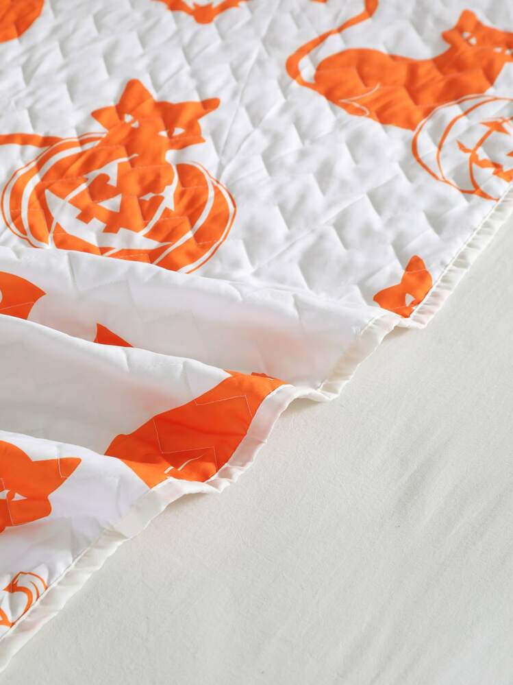 Set colcha Halloween calabaza & con estampado de gato sin relleno - Multicolor - Ver 8