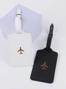2 Chiếc Thẻ Hành Lý Colorblock Họa Tiết Máy Bay Vali Sáng Tạo Và Phong Cách Nhận Phòng Cho Tuần Trăng Mật Phụ Kiện Du Lịch Cần Thiết Cho Du Lịch Tổ Chức Du Lịch Cho Kỳ Nghỉ Hè Đi Biển Trở Lại Trường Học Cần Thiết Du Lịch Cho Du Lịch Ba Lô Túi Du Lịch Vali Hành Lý Dụng Cụ Du Lịch Trở Lại Trường Học - Đen và trắng - Xem 3