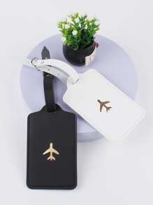 2 Chiếc Thẻ Hành Lý Colorblock Họa Tiết Máy Bay Vali Sáng Tạo Và Phong Cách Nhận Phòng Cho Tuần Trăng Mật Phụ Kiện Du Lịch Cần Thiết Cho Du Lịch Tổ Chức Du Lịch Cho Kỳ Nghỉ Hè Đi Biển Trở Lại Trường Học Cần Thiết Du Lịch Cho Du Lịch Ba Lô Túi Du Lịch Vali Hành Lý Dụng Cụ Du Lịch Trở Lại Trường Học - Đen và trắng - Xem 5