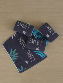 1 pieza Paño de limpieza facial hoja & con estampado de letra cara moderno de tela para casa - Gris Oscuro - Ver 6