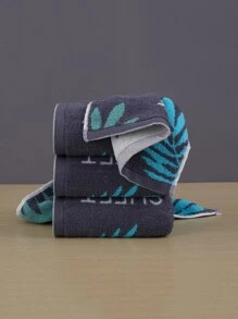 1 pieza Paño de limpieza facial hoja & con estampado de letra cara moderno de tela para casa - Gris Oscuro - Ver 4