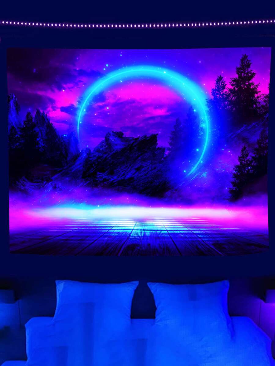 1pc Forest & Galaxy Pattern Tấm thảm phát sáng trong bóng tối