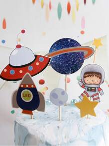 7 piezas Decoración de pastel astronauta & con diseño de planeta - Multicolor - Ver 1