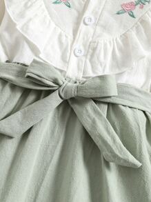 Đầm em bé Xù Thêu Khối Màu Hoa Dễ thương - Nhiều màu - Xem 4