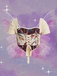 SHEIN VCAY 大碼印花繫帶襯衫