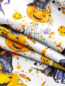 Halloween Pumpkin & Figure Graphic Duvet Cover Set Without Filler - Multicolor - View 3