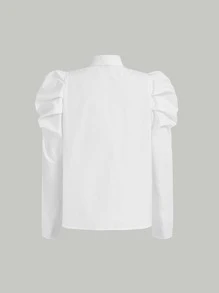 SHEIN MOD Tie Neck Gigot Sleeve Top - White - View 8
