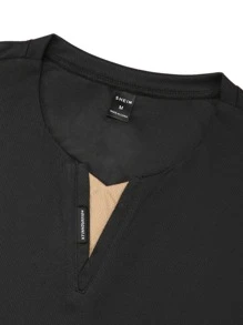 Manfinity Men Notched Neck Polo Shirt - Black - View 8