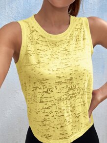 Easithlete Camiseta deportiva de manga raglán con efecto degradado y bajo curvo, top con compresión para entrenamiento - Amarillo - Ver 4