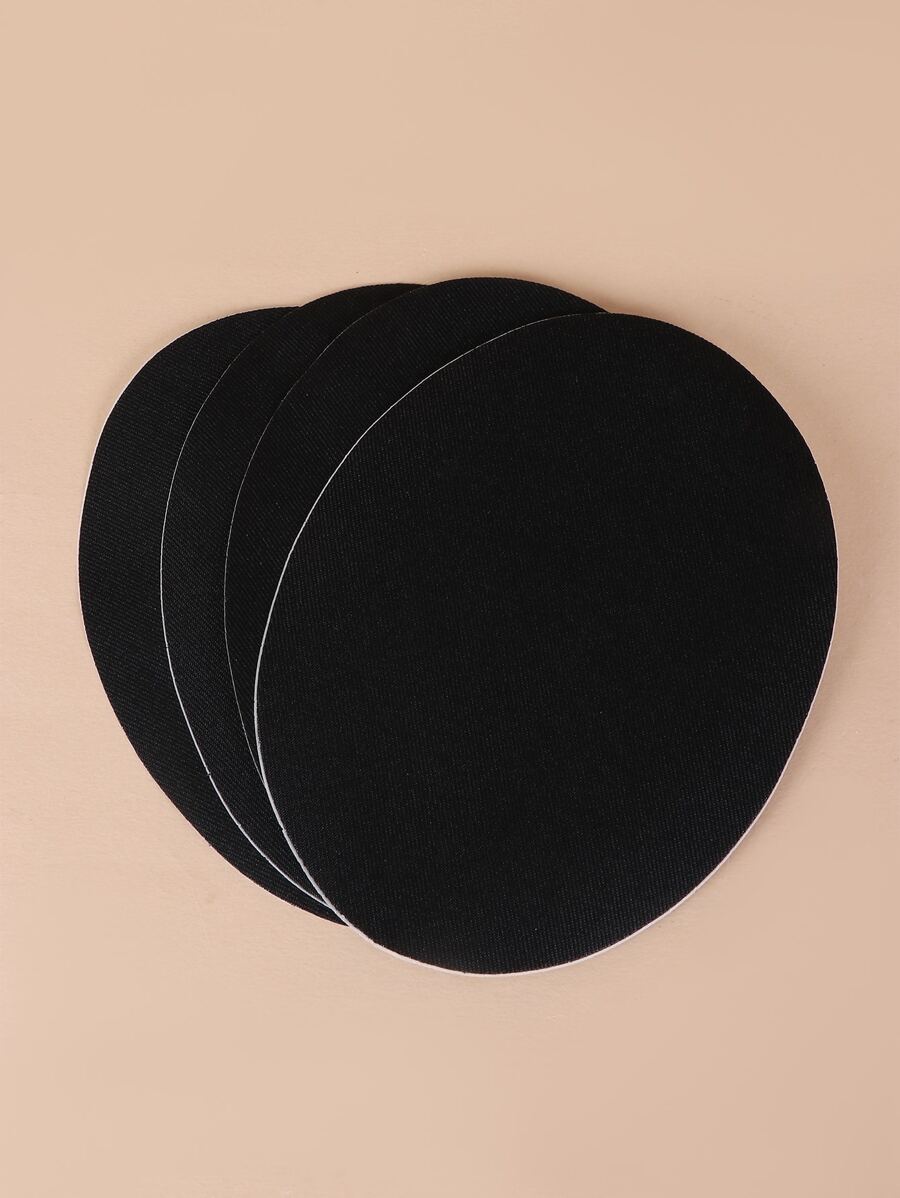 2pcs/set Solid Iron-on Patch, Polyester Oval Shaped DIY Clothing Accessories For DIY - Black - View 1