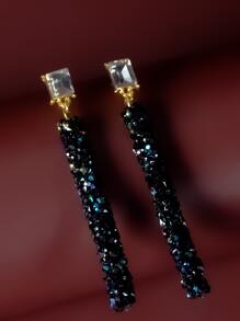 1 Par De Pendientes De Botón De Diamantes De Imitación - Multicolor - Ver 5