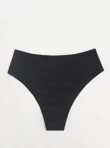 夏季拼色高腰比基尼泳裤 - 黑與白 - 查看 2