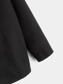 SHEIN Boys Open Front Hooded Tweed Overcoat Without Jumper - Black - View 5