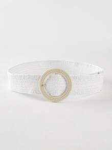 1 chiếc thắt lưng thun dệt phong cách Bohemian dành cho nữ, trang trí cho váy đi biển - trắng - Xem 2