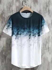 Manfinity Men Color Block Tee - Blue and White - View 1