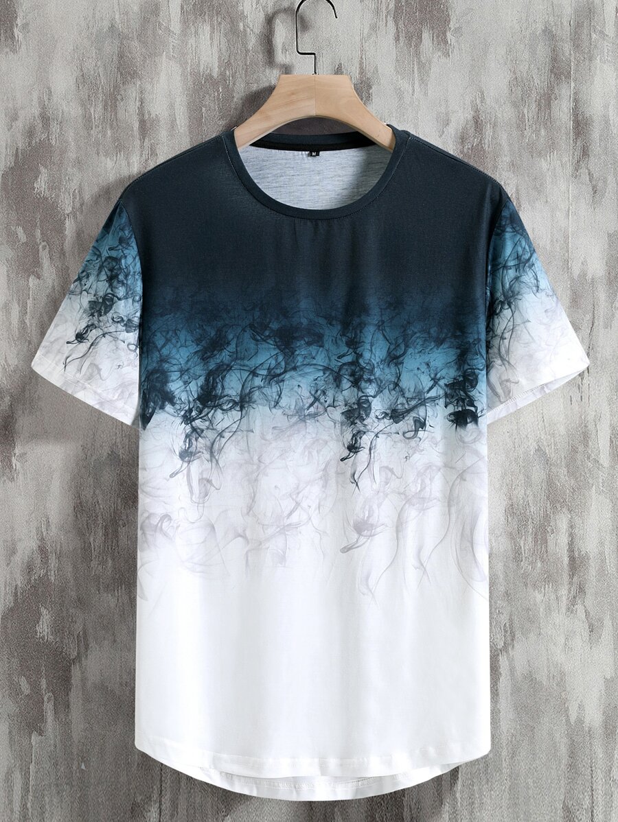 Manfinity Men Color Block Tee - Blue and White - View 1