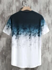 Manfinity Men Color Block Tee - Blue and White - View 2