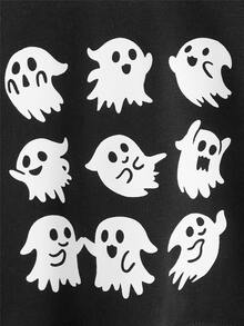 SHEIN Toddler Girls Cartoon Graphic Pullover - Black - View 3