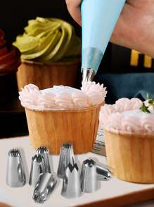 12pcs/set Stainless Steel Piping Nozzle, Silver Piping Tip For Baking - Silver - View 4