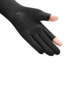 2 piezas Guantes de protección solar para deportes, adecuados para ciclismo, motociclismo y esquí - Negro - Ver 3