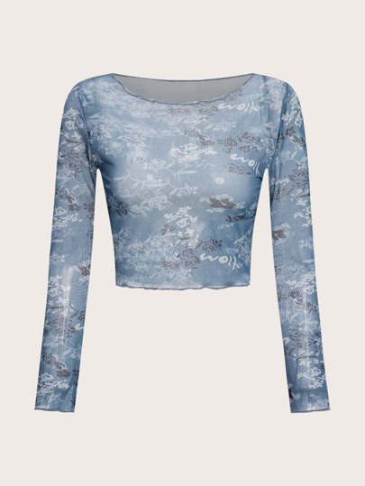 Top mit Pflanzen Muster