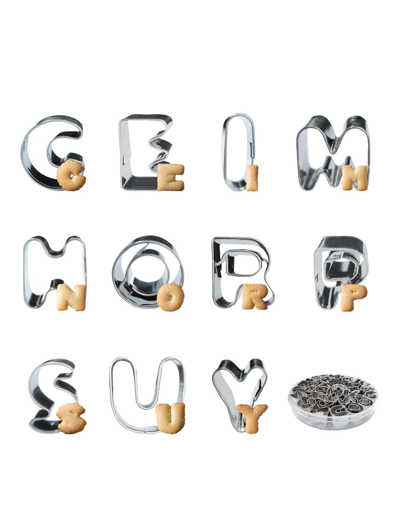 26入組字母形狀餅乾模型切割刀 - 銀色 - 查看 1