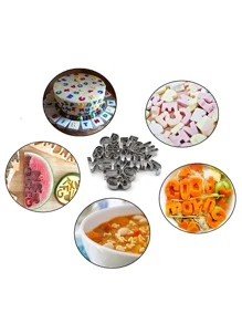 26入組字母形狀餅乾模型切割刀 - 銀色 - 查看 6
