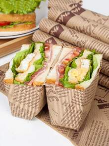 10pcs Newspaper Design Parchment Sheet - Brown - View 2