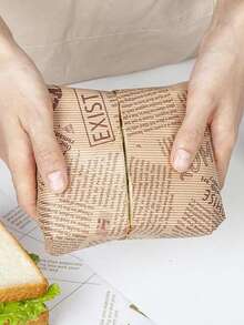 10pcs Newspaper Design Parchment Sheet - Brown - View 3