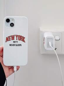 1入組字母圖案手機殼和 1入組充電器頭套相容於 iPhone 15/15Pro/15Plus/15Promax - 彩色 - 查看 2