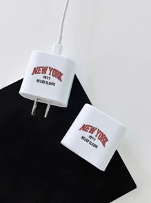 1入組字母圖案手機殼和 1入組充電器頭套相容於 iPhone 15/15Pro/15Plus/15Promax - 彩色 - 查看 4