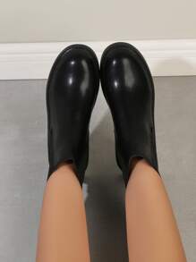 Minimalist Slip On Chelsea Boots - Black - View 1