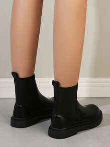 Minimalist Slip On Chelsea Boots - Black - View 3