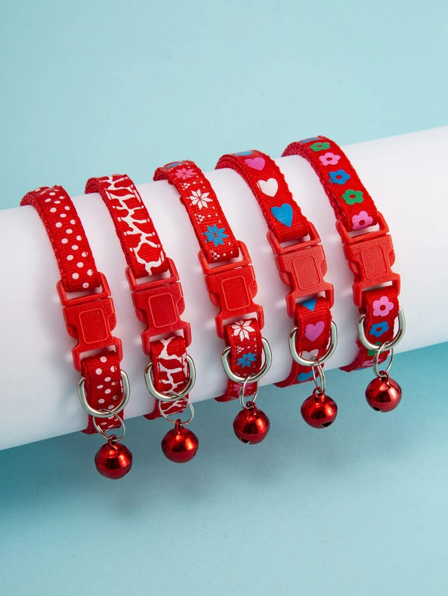 5入組混合圖案寵物項圈 - 彩色 - 查看 1